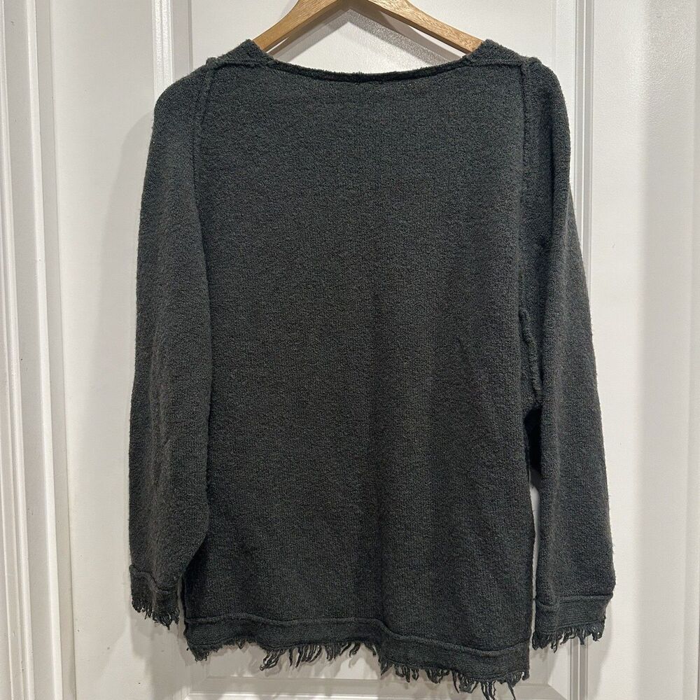 Free People V-Neck Wool Blend Sweater S Green Oversized Slouchy Pullover - Picture 7 of 9